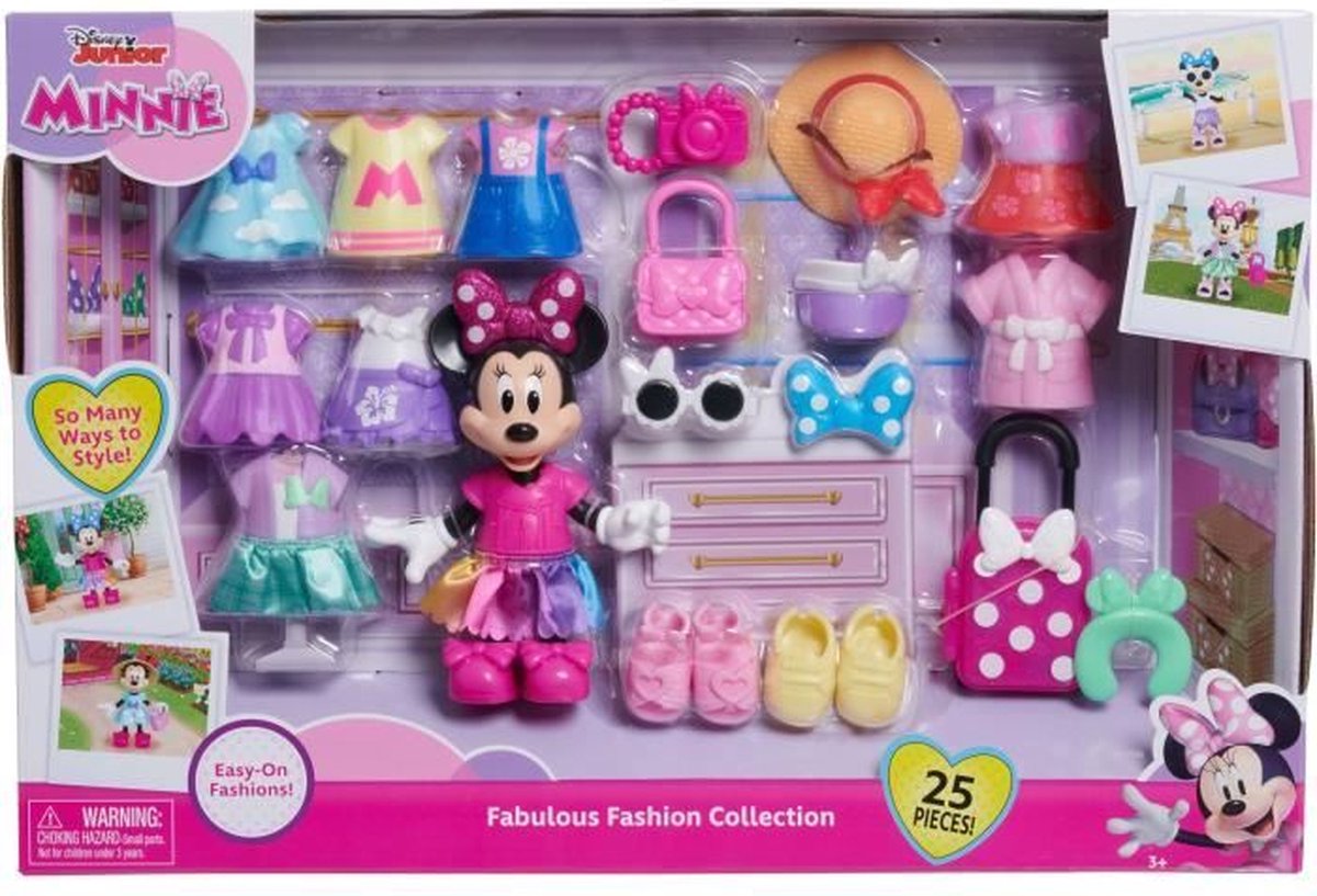 Poppendoos - DISNEY MINNIE MOUSE - Modedoos - Minniepop 15 cm, 25 modestukken en accessoires